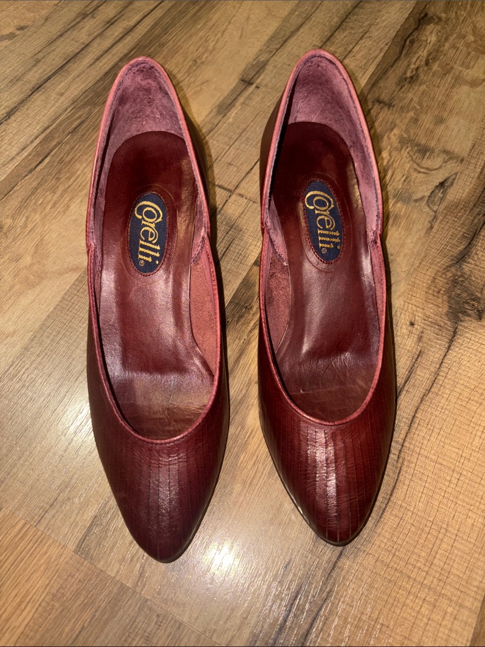 Vintage Corelli Women's Leather Burgundy Pointed-Toe Pumps